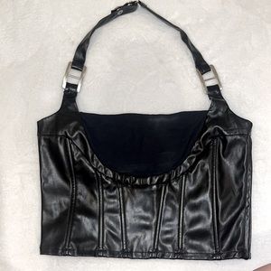 IAMGIA Black leather halter top corset boned Small S